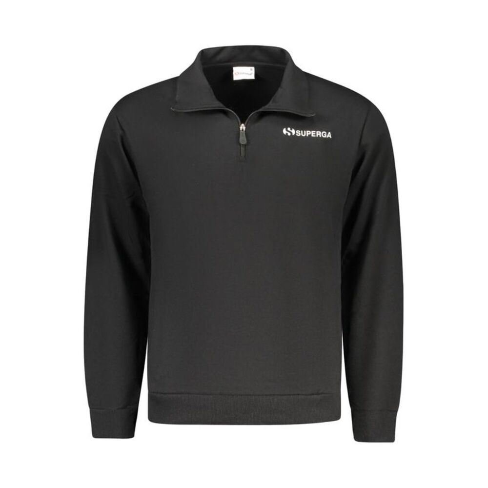 Superga \"Black Cotton Men's Sweatshirt with Half Zip and Men's Pockets\"